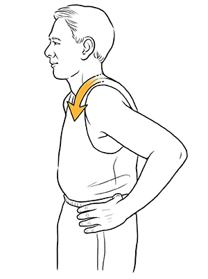 Man doing shoulder roll exercise.