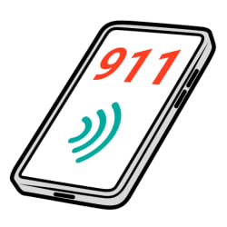 Teléfono con 911 en pantalla.