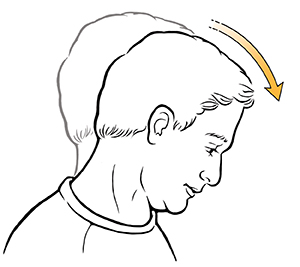 Side view of man's head showing neck stretch.